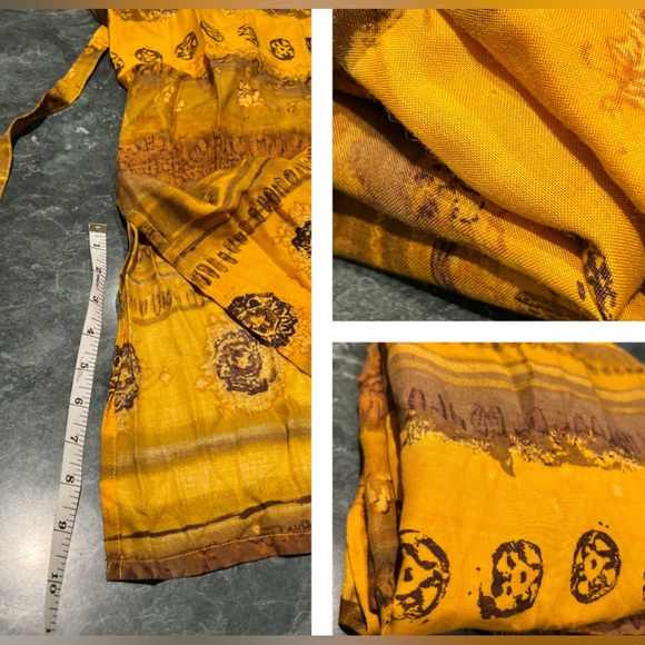 Pretty Pink Made In Nepal Dress Size Small NWOT Yellow Orange Sunset Motif - Picture 11 of 15